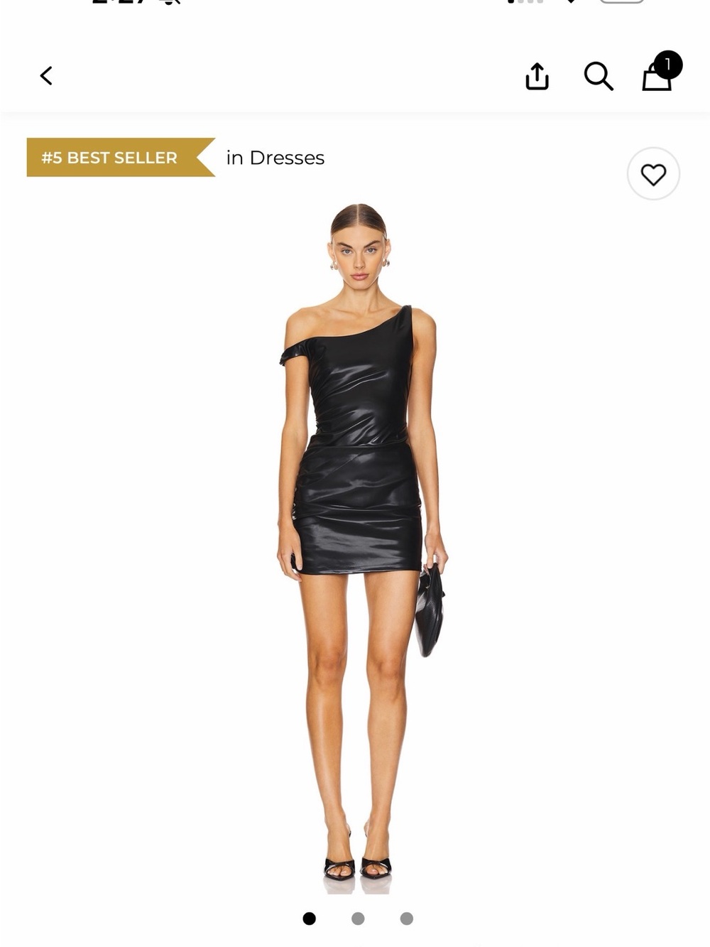 superdown Black One-Shoulder Faux-Leather Dress